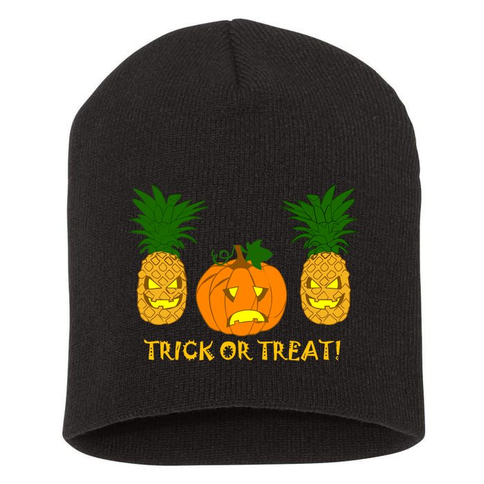 Pineapple Vs. Pumpkin Jack O Lantern Short Acrylic Beanie