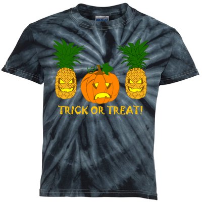 Pineapple Vs. Pumpkin Jack O Lantern Kids Tie-Dye T-Shirt