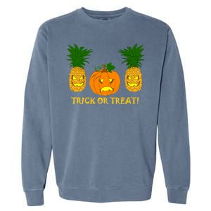 Pineapple Vs. Pumpkin Jack O Lantern Garment-Dyed Sweatshirt