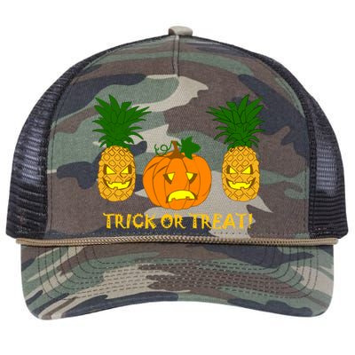 Pineapple Vs. Pumpkin Jack O Lantern Retro Rope Trucker Hat Cap