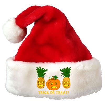 Pineapple Vs. Pumpkin Jack O Lantern Premium Christmas Santa Hat