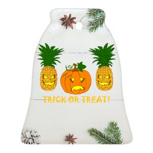 Pineapple Vs. Pumpkin Jack O Lantern Ceramic Bell Ornament