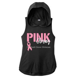 Pink And Strong Breast Cancer Awareness Ladies PosiCharge Tri-Blend Wicking Draft Hoodie Tank