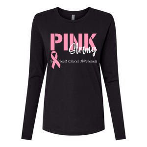 Pink And Strong Breast Cancer Awareness Womens Cotton Relaxed Long Sleeve T-Shirt