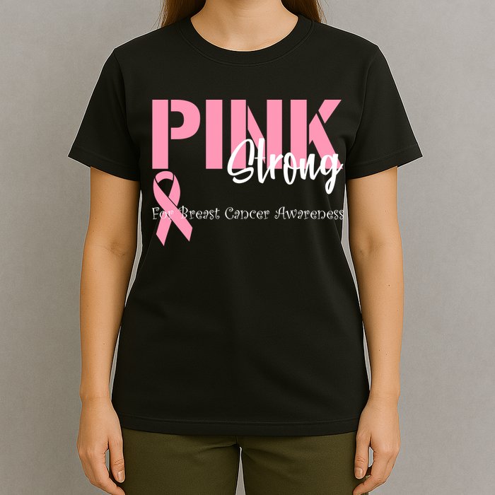 Pink And Strong Breast Cancer Awareness T-Shirt