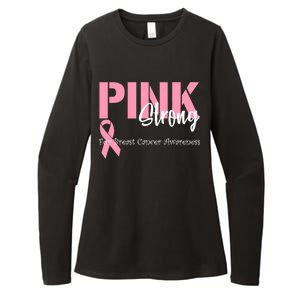 Pink And Strong Breast Cancer Awareness Womens CVC Long Sleeve Shirt