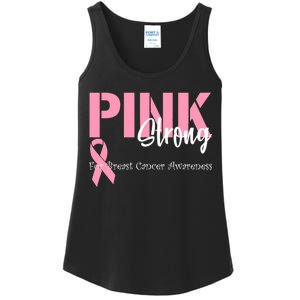 Pink And Strong Breast Cancer Awareness Ladies Essential Tank