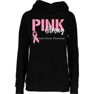 Pink And Strong Breast Cancer Awareness Womens Funnel Neck Pullover Hood