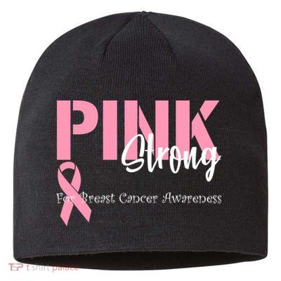 Pink And Strong Breast Cancer Awareness Sustainable Beanie