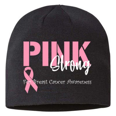 Pink And Strong Breast Cancer Awareness Sustainable Beanie