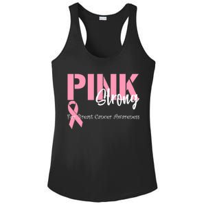 Pink And Strong Breast Cancer Awareness Ladies PosiCharge Competitor Racerback Tank