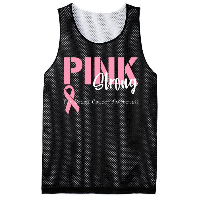 Pink And Strong Breast Cancer Awareness Mesh Reversible Basketball Jersey Tank