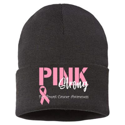 Pink And Strong Breast Cancer Awareness Sustainable Knit Beanie