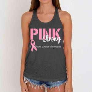 Pink And Strong Breast Cancer Awareness Women's Knotted Racerback Tank