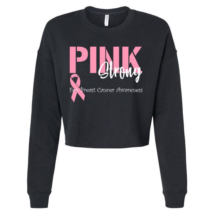 Pink And Strong Breast Cancer Awareness Cropped Pullover Crew