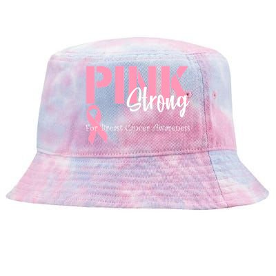 Pink And Strong Breast Cancer Awareness Tie-Dyed Bucket Hat