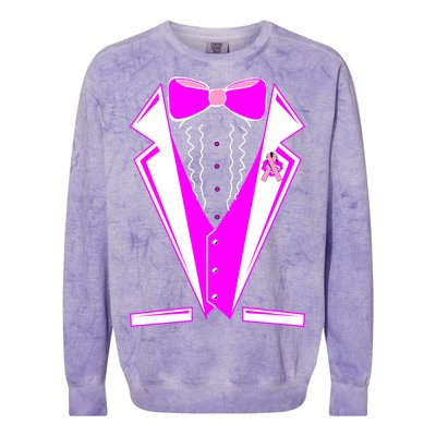 Pink Breast Cancer Tuxedo Colorblast Crewneck Sweatshirt