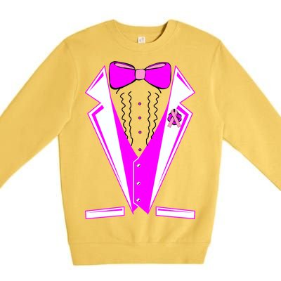 Pink Breast Cancer Tuxedo Premium Crewneck Sweatshirt