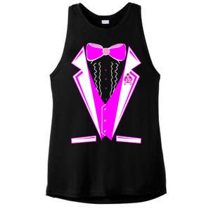 Pink Breast Cancer Tuxedo Ladies PosiCharge Tri-Blend Wicking Tank