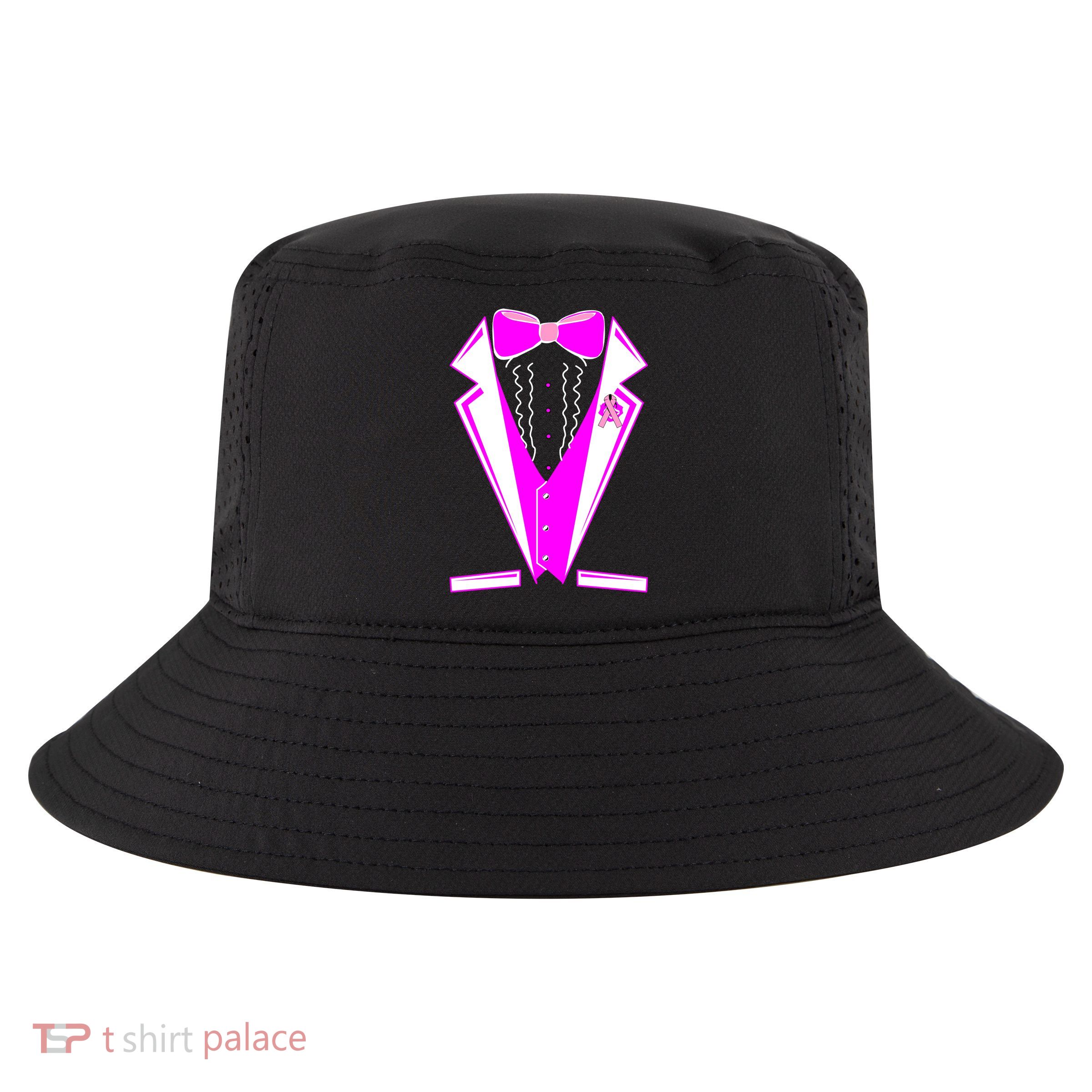 Pink Breast Cancer Tuxedo Cool Comfort Performance Bucket Hat