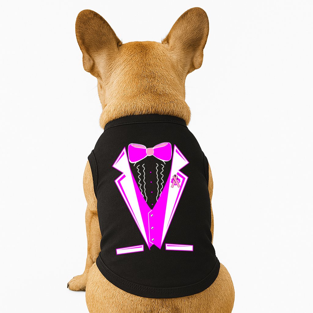 Pink Breast Cancer Tuxedo Doggie Tank