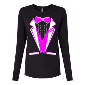 Pink Breast Cancer Tuxedo Womens Cotton Relaxed Long Sleeve T-Shirt