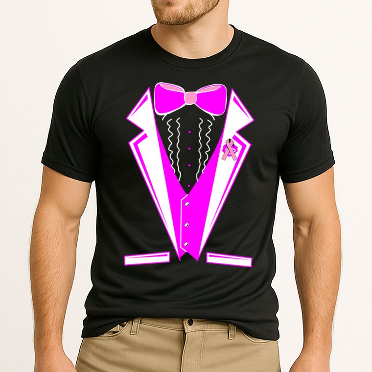 Pink Breast Cancer Tuxedo Cooling Performance Crew T-Shirt