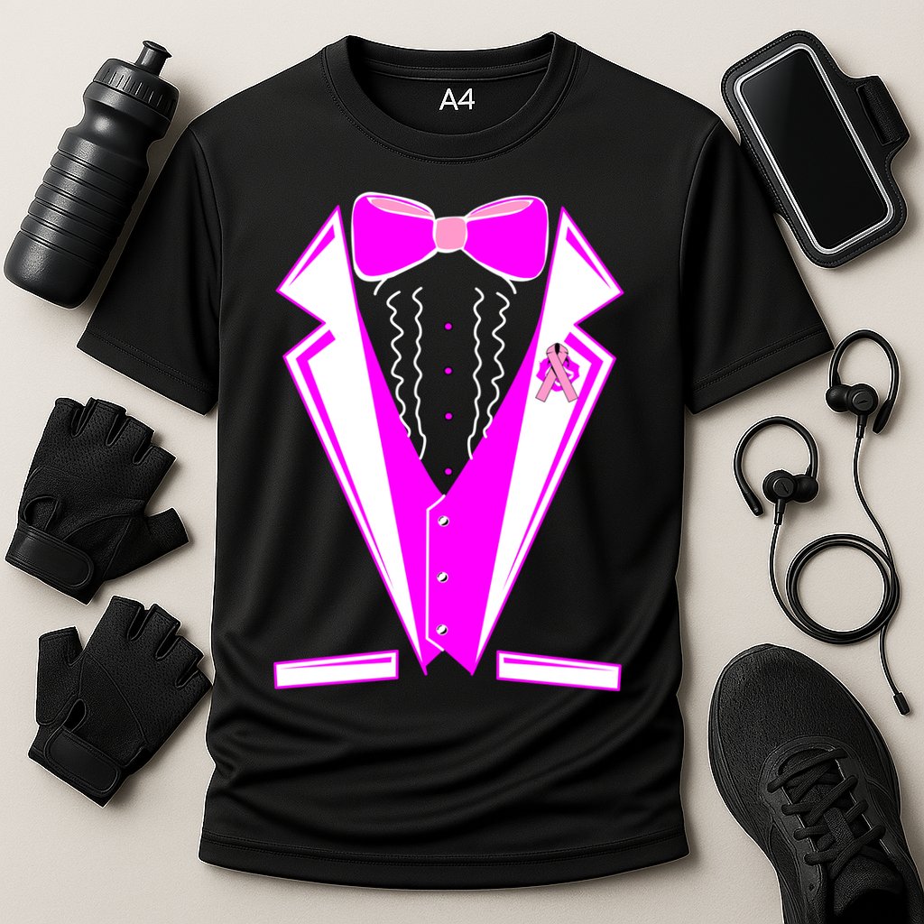 Pink Breast Cancer Tuxedo Cooling Performance Crew T-Shirt
