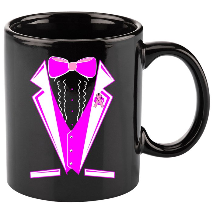 Pink Breast Cancer Tuxedo 11oz C Handle Ceramic Mug