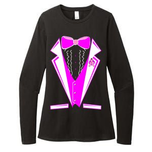 Pink Breast Cancer Tuxedo Womens CVC Long Sleeve Shirt