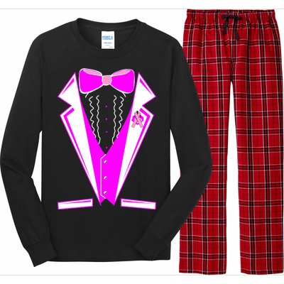 Pink Breast Cancer Tuxedo Long Sleeve Pajama Set