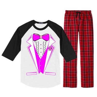 Pink Breast Cancer Tuxedo Raglan Sleeve Pajama Set