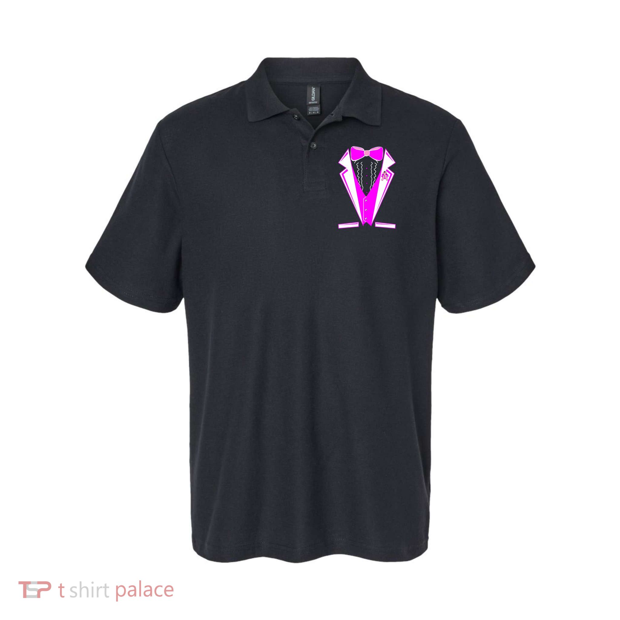 Pink Breast Cancer Tuxedo Polo