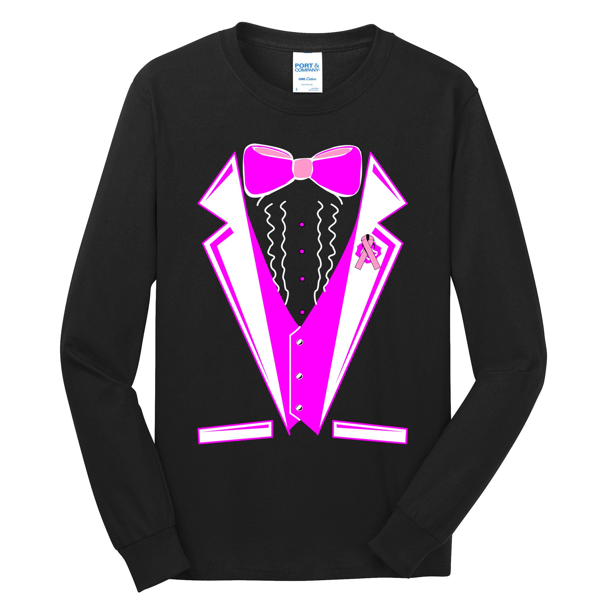 Pink Breast Cancer Tuxedo Tall Long Sleeve T-Shirt