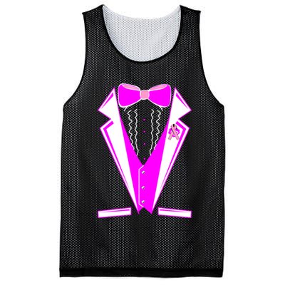 Pink Breast Cancer Tuxedo Mesh Reversible Basketball Jersey Tank
