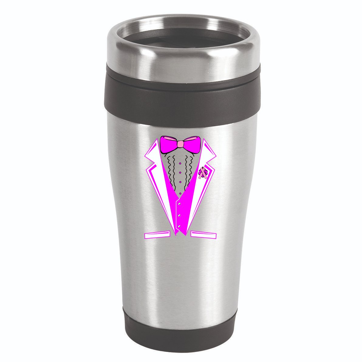 Pink Breast Cancer Tuxedo 16oz Travel Tumbler