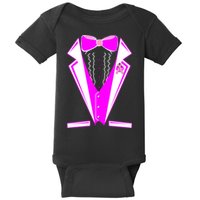 Pink Breast Cancer Tuxedo Baby Bodysuit