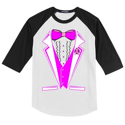 Pink Breast Cancer Tuxedo Kids Colorblock Raglan Jersey