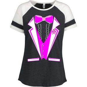 Pink Breast Cancer Tuxedo Enza Ladies Jersey Colorblock Tee