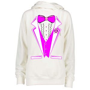 Pink Breast Cancer Tuxedo Womens Funnel Neck Pullover Hood