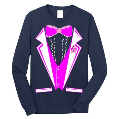 Pink Breast Cancer Tuxedo Long Sleeve Shirt