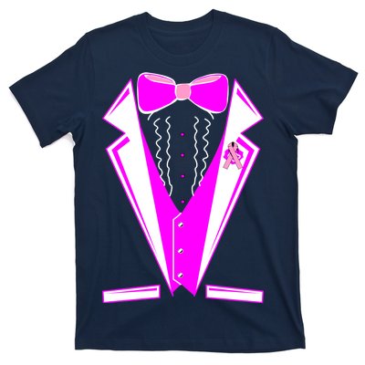 Pink Breast Cancer Tuxedo T-Shirt