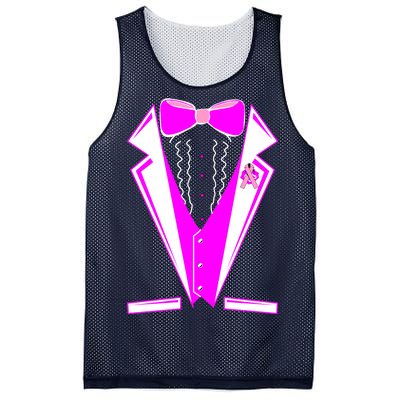 Pink Breast Cancer Tuxedo Mesh Reversible Basketball Jersey Tank