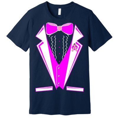 Pink Breast Cancer Tuxedo Premium T-Shirt