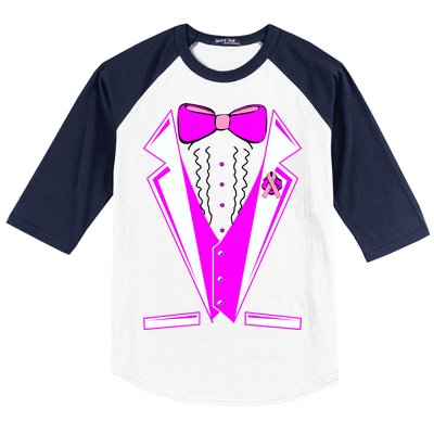 Pink Breast Cancer Tuxedo Baseball Sleeve Shirt