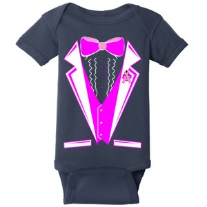 Pink Breast Cancer Tuxedo Baby Bodysuit