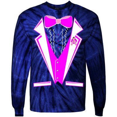 Pink Breast Cancer Tuxedo Tie-Dye Long Sleeve Shirt