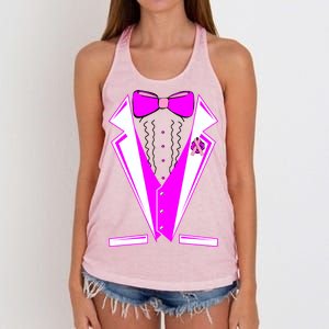 Pink Breast Cancer Tuxedo Women's Knotted Racerback Tank