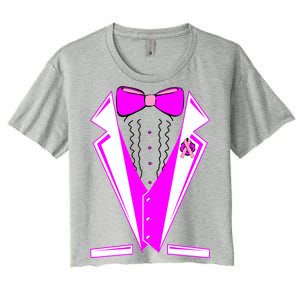 Pink Breast Cancer Tuxedo Women's Crop Top Tee