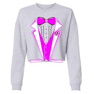 Pink Breast Cancer Tuxedo Cropped Pullover Crew